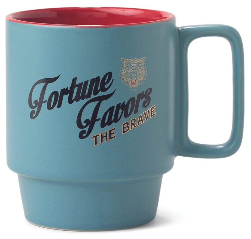 MUG,  COFFEE,  CERAMIC,  12 OZ,  FORTUNE FAVORS THE BRAVE