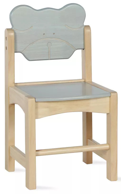 CHAIR,  KIDS,  BEAR,  NATURAL LEGS,  GREY BACK AND SEAT,  RTA