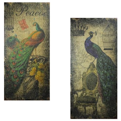 WALL DECOR,  PEACOCKS,  ASST. 2 STYLES,  48 X 2 X 23 IN