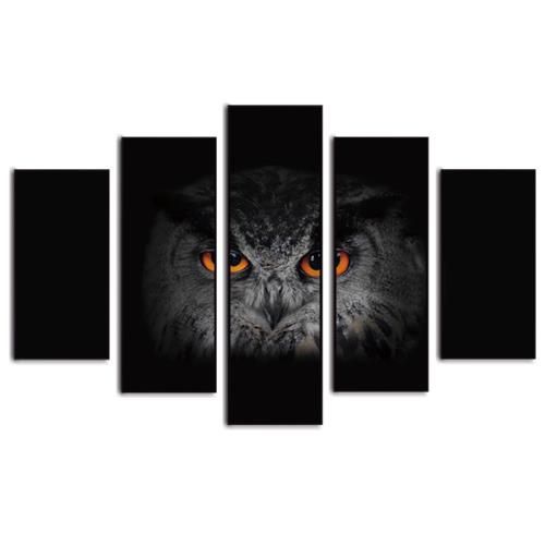 PRINTED CANVAS,  5 PC,  FRAMED,  OWL , 16 X 60 X 40IN