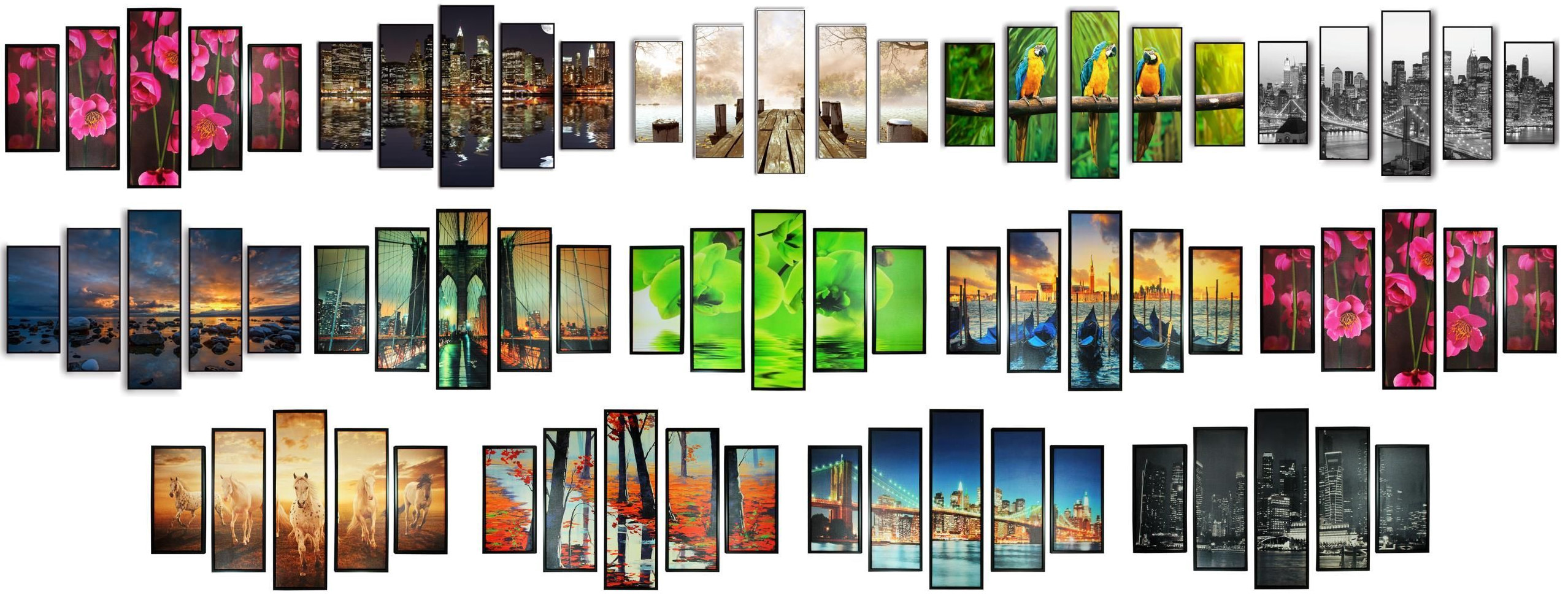 PRINTED CANVAS, 5PC, FRAMED, ASST STYLE, 16X60X40IN
