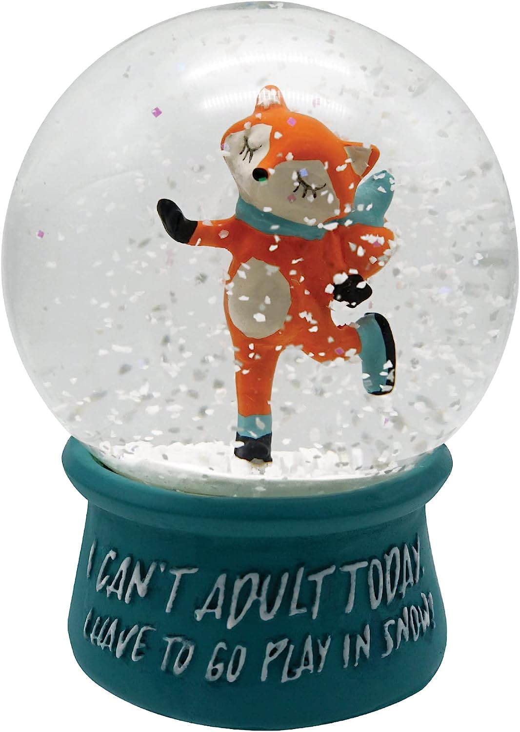 SNOW GLOBE, FOX, ADULTING,  SKATING, GLASS, PREPRICED 12.00