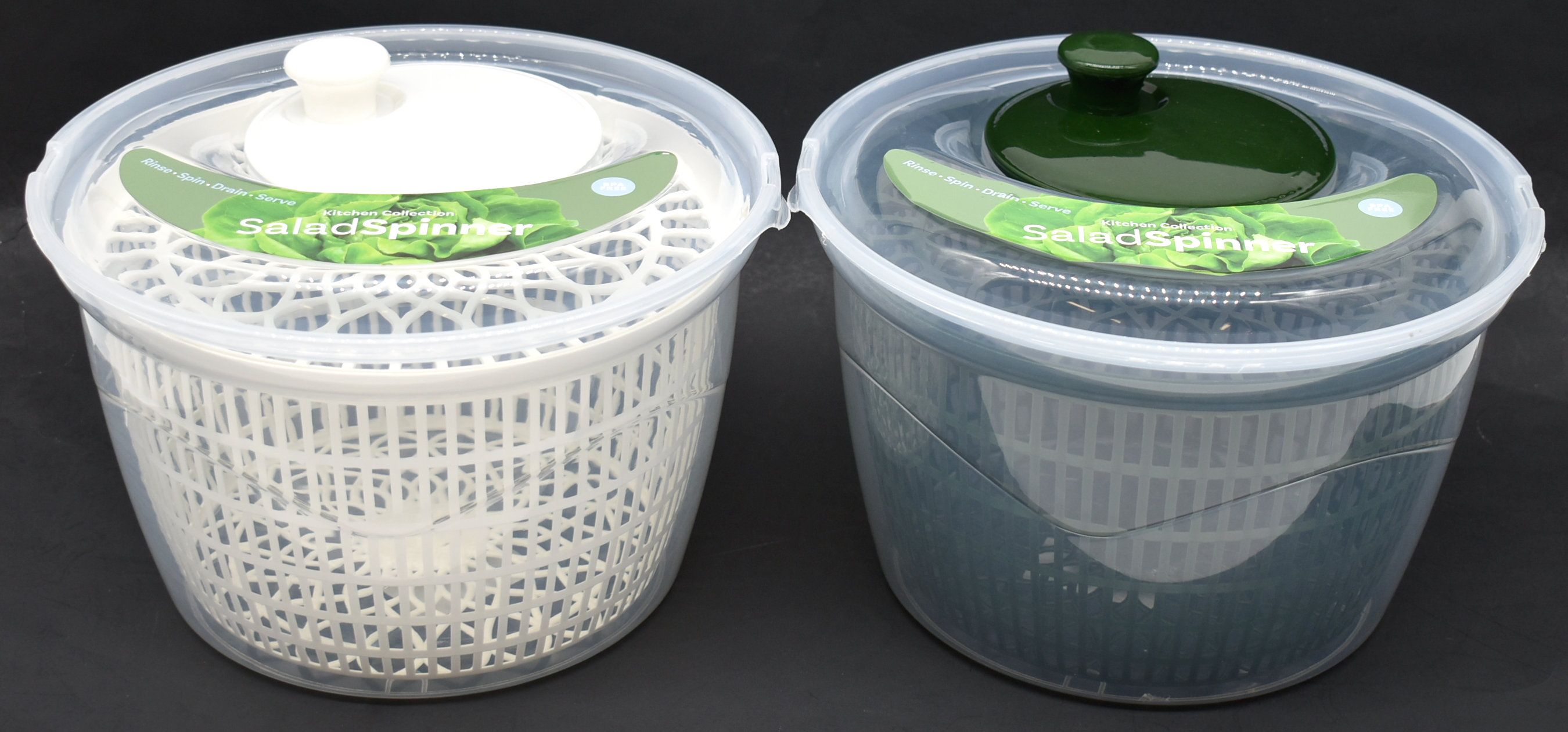 SALAD SPINNER, ASST COLORS GREEN AND WHITE
