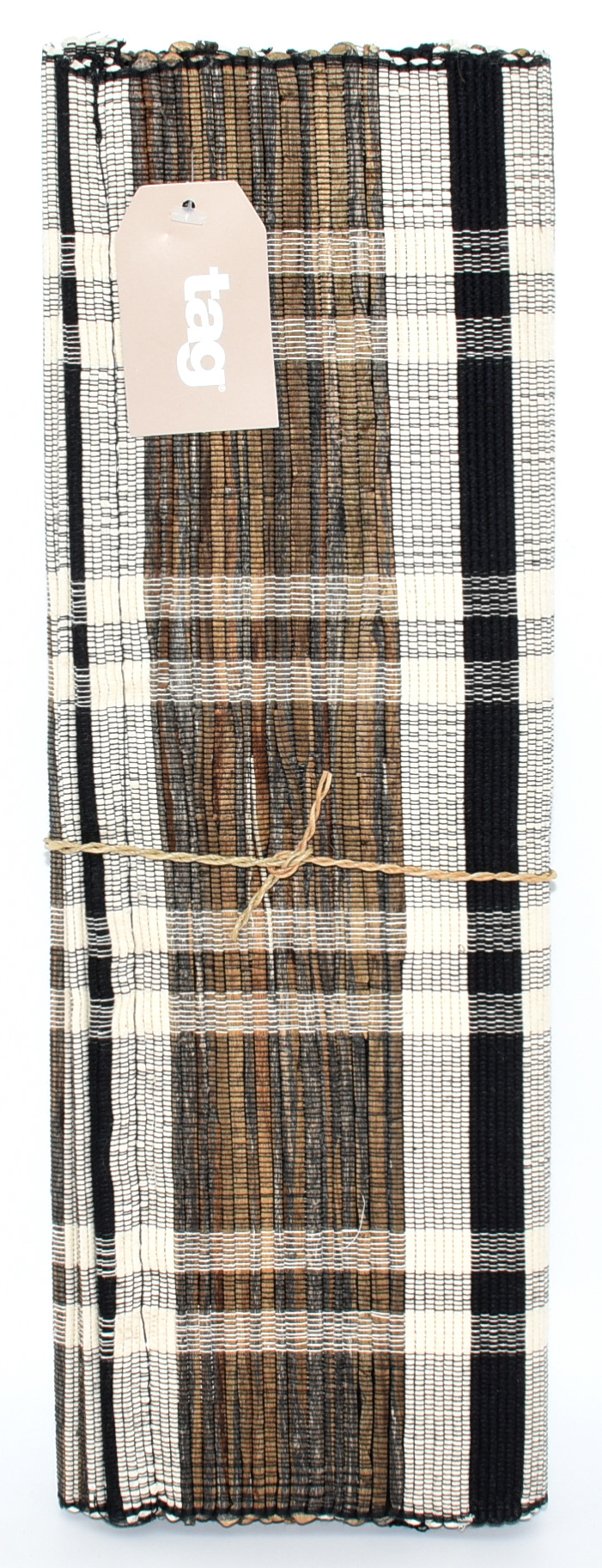 RUNNER,  72X14,  BLACK,  BODHI PLAID,  WATER HYACINTH