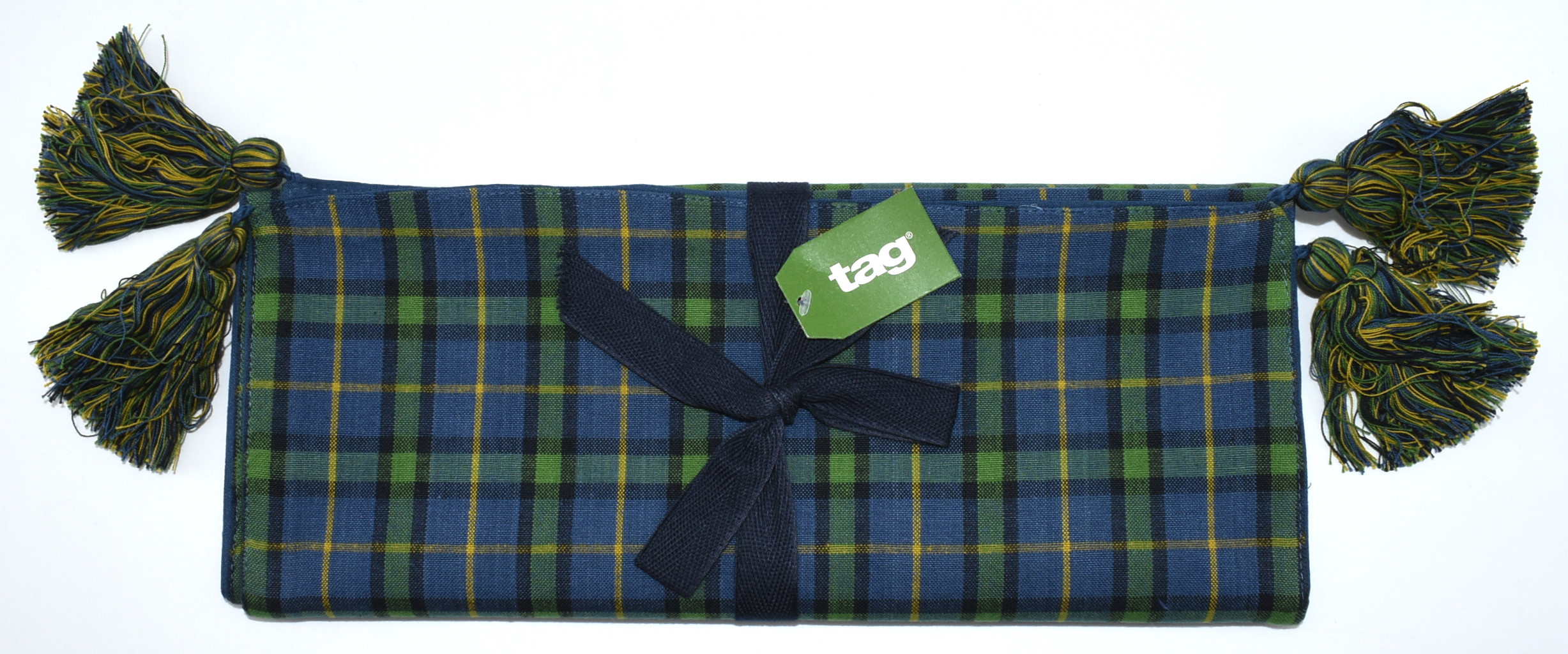 RUNNER, INTO THE WOODS, PLAID,  BLUE, 14.5X72IN