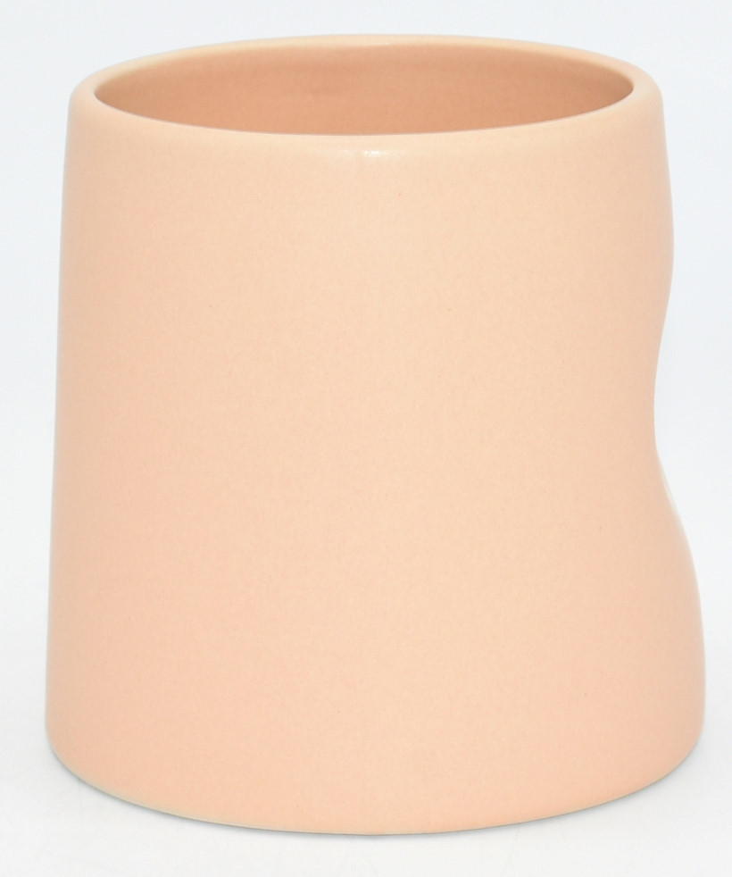 COFFEE CUP,  CERAMIC,  THUMB CUP DUSTY TAN BLUSH,  NO CALIFORNIA