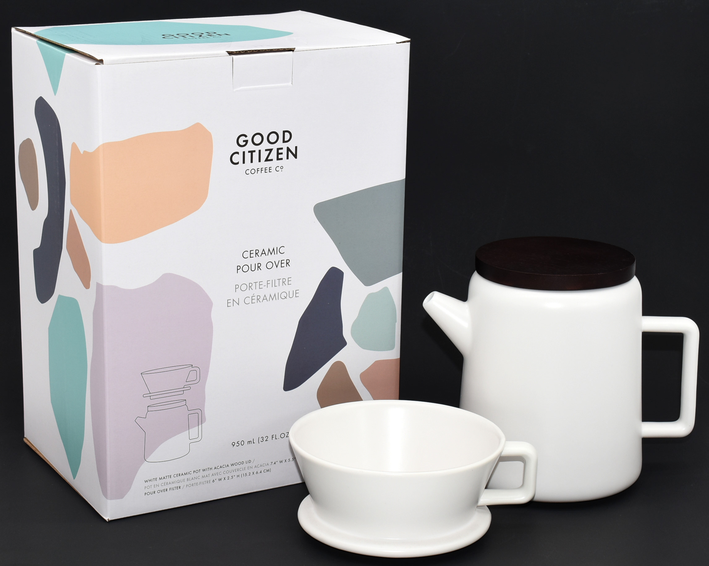 SERVING POT,  POUR OVER COFFEE,  WHITE,  CERAMIC,  32 OZ,  CLR BOX