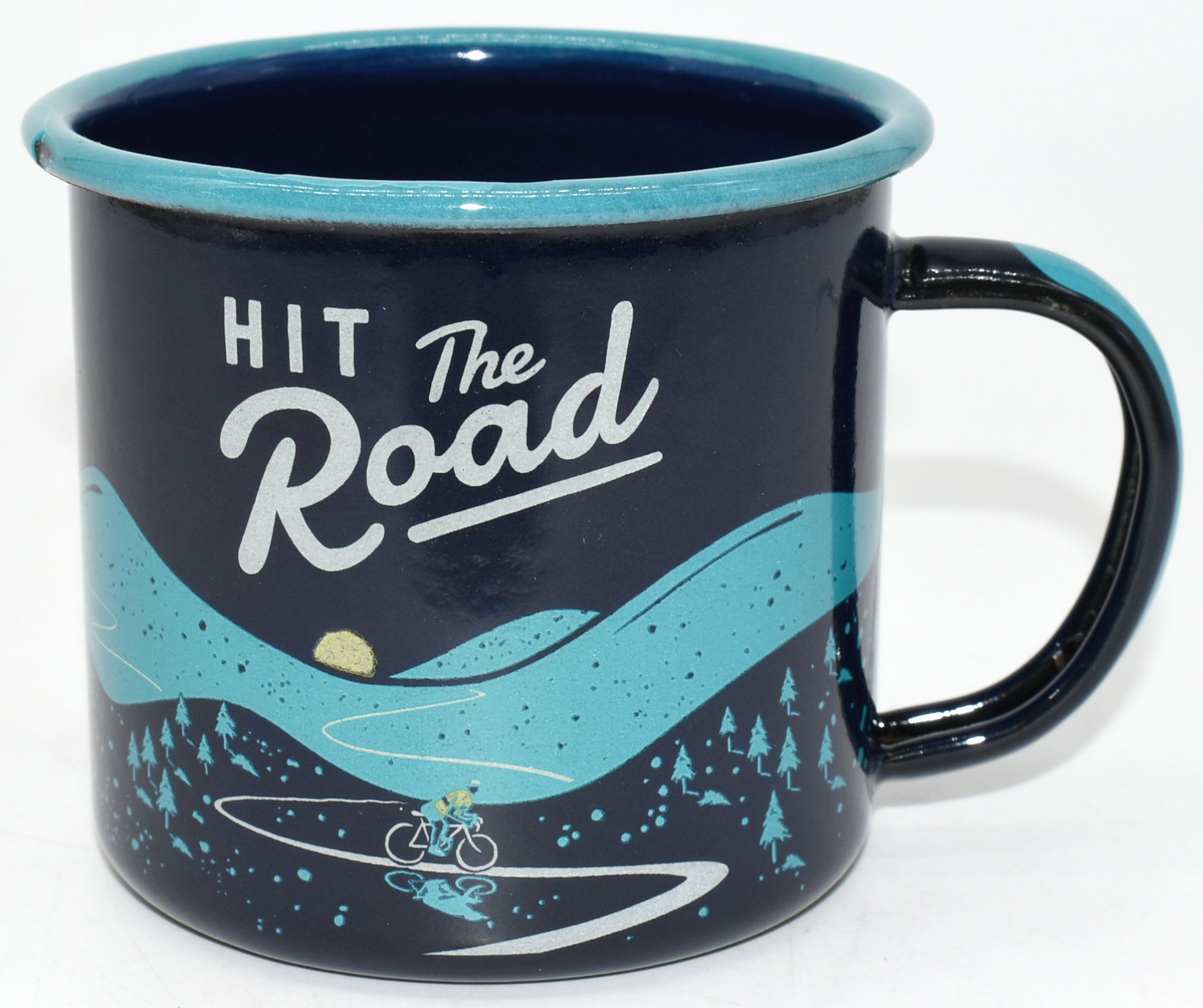 MUG,  COFFEE,  ENAMEL,  11 OZ,  HIT THE ROAD