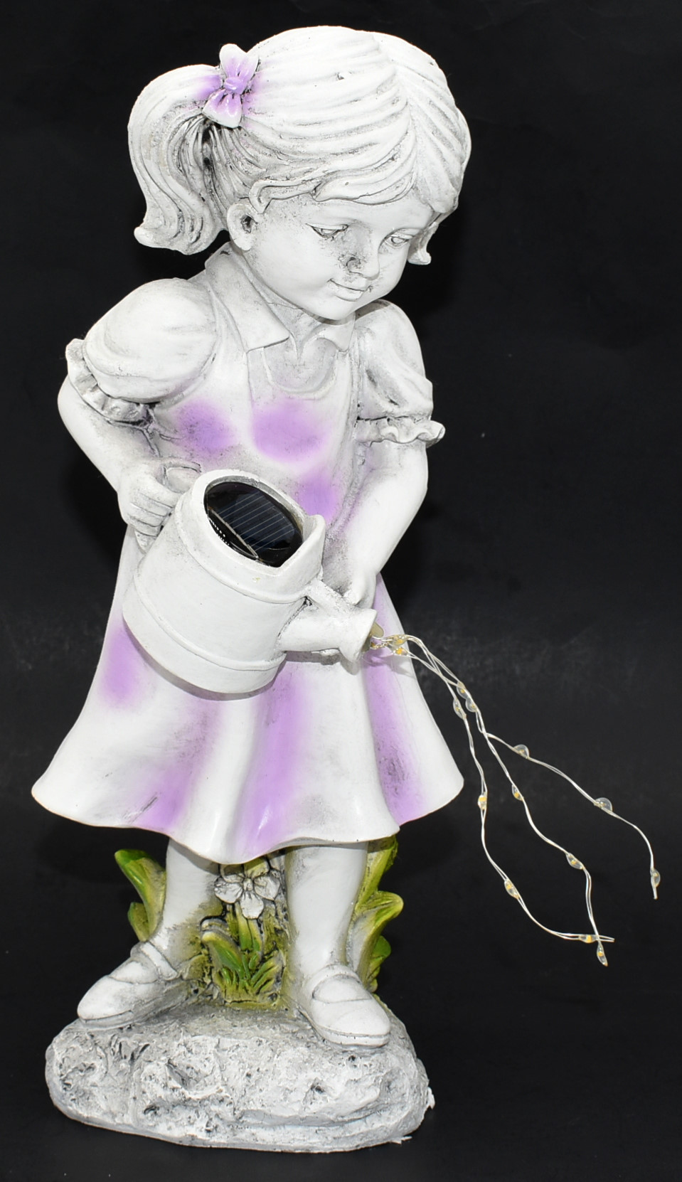 STATUE,  GARDEN,  GIRL WITH WATERING CAN,  LED,  11.5IN