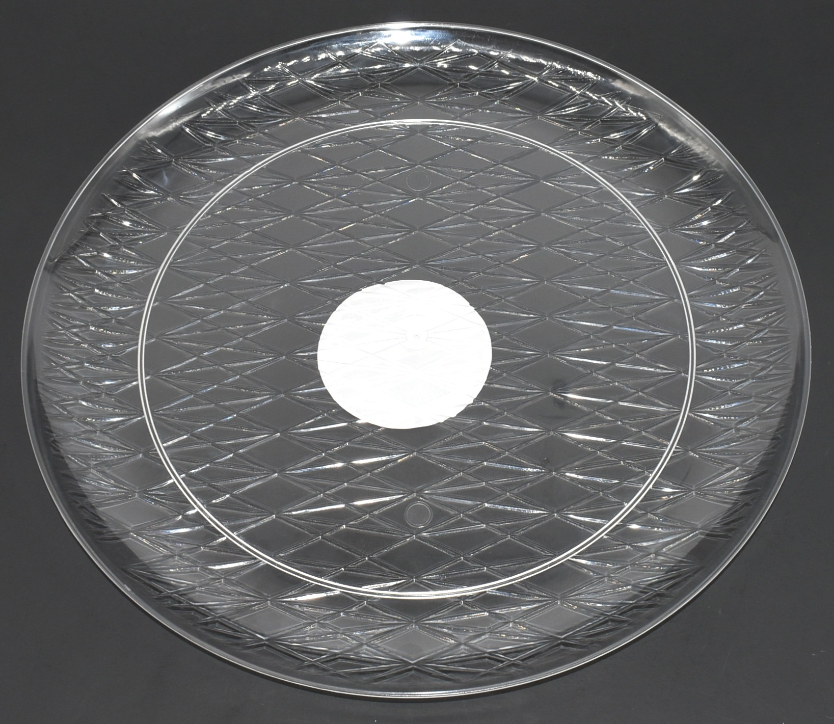 TRAY SERVING ROUND CRYSTALWARE CLEAR