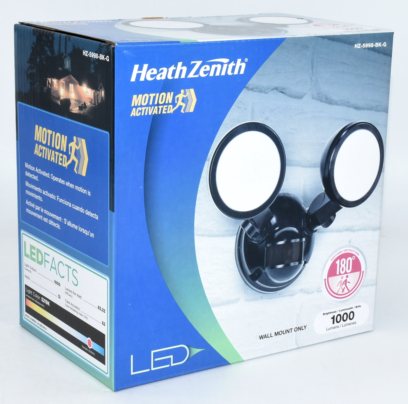 SECURITY LIGHT,  BLACK,  LED,  WALL MOUNT, 1K LUMEN, 2 LAMP, CUL