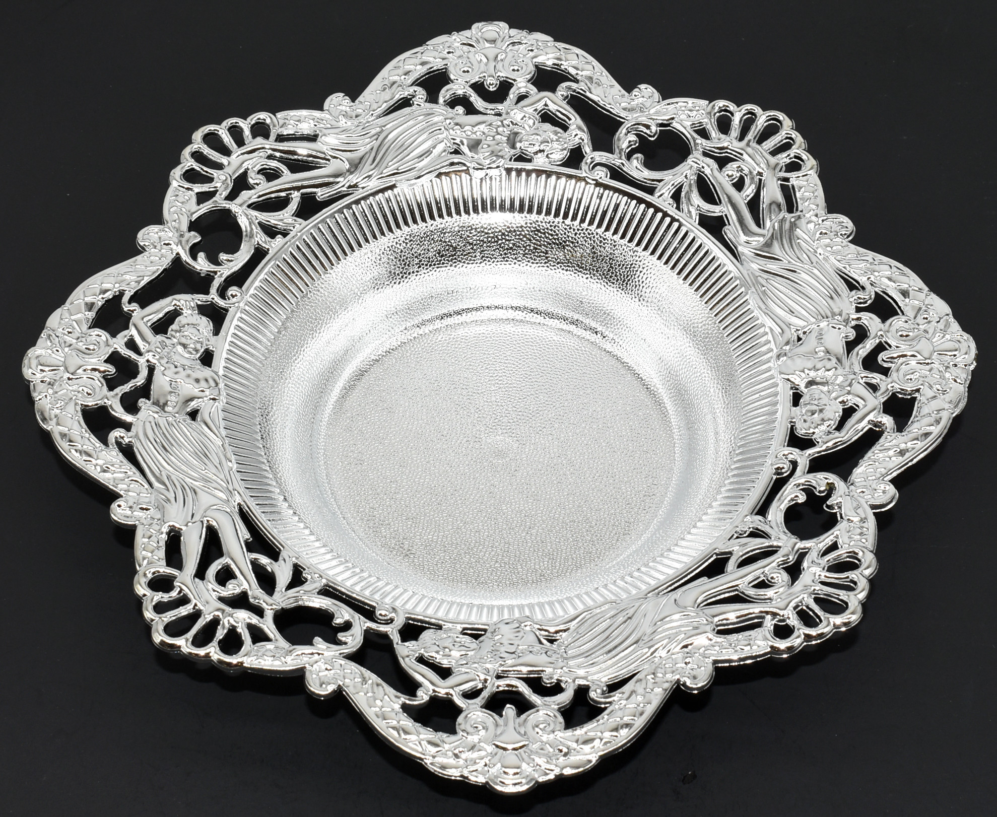 SERVING DISH, SILVER, PLASTIC, 10.5IN DIA.