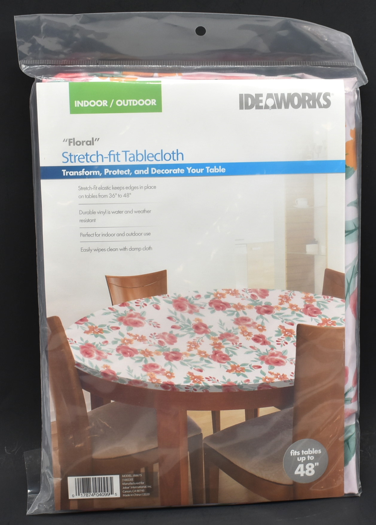 TABLE COVER,  48IN,  ROUND,  STRETCH FIT,  VINYL,  FLORAL