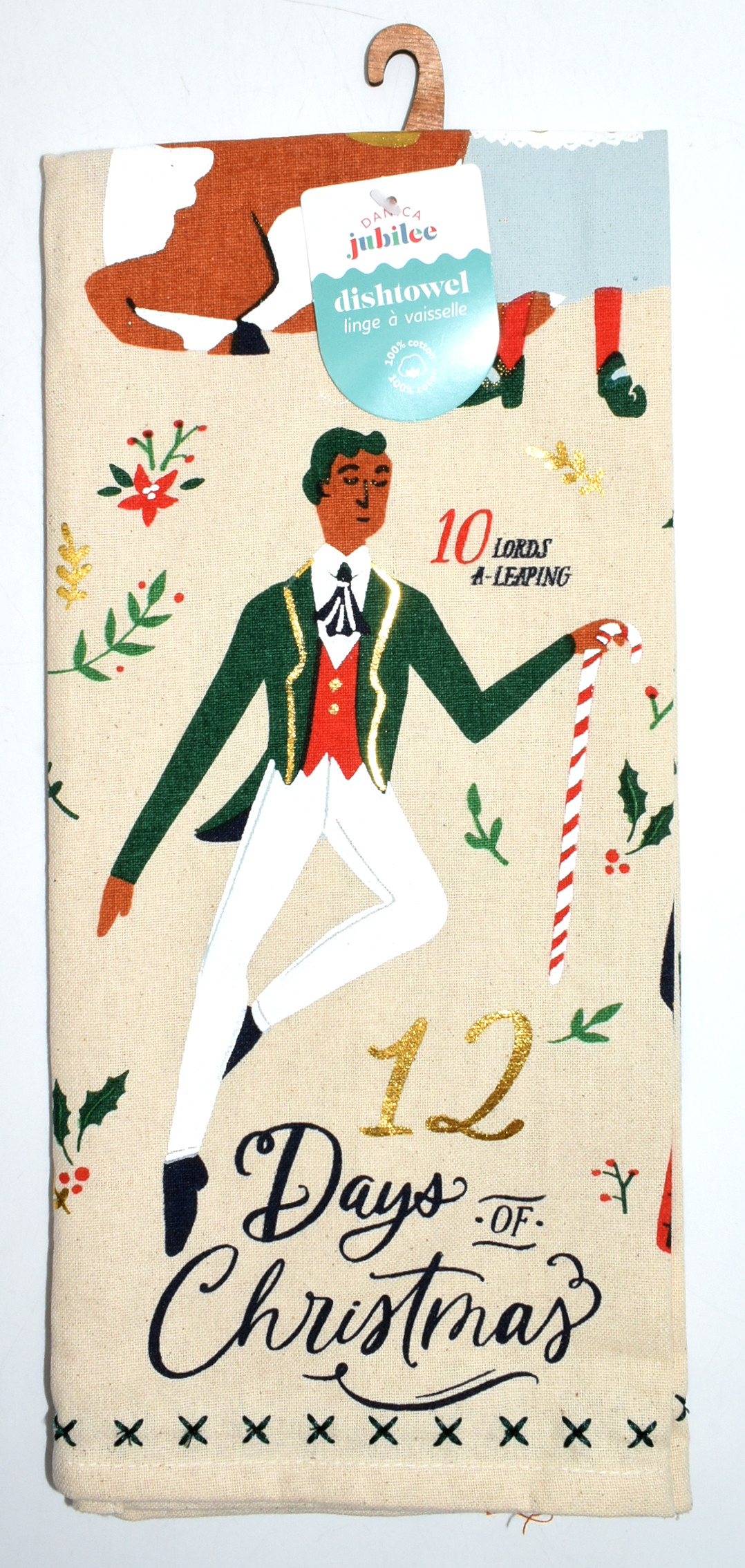 TEA TOWEL,  28X18,  12 DAYS OF CHRISTMAS