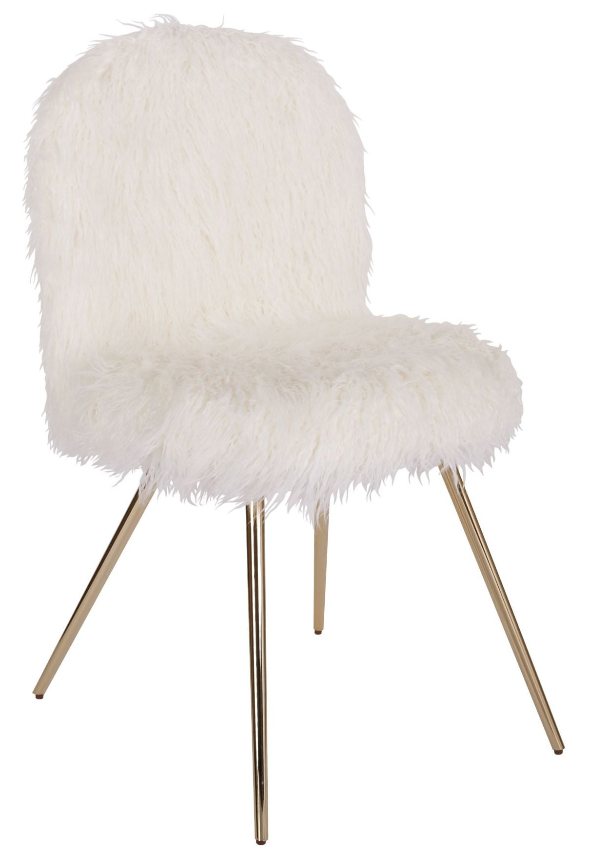 CHAIR,  ACCENT,  20X19X36,  WHITE FUR,  GOLD LEGS,  RTA