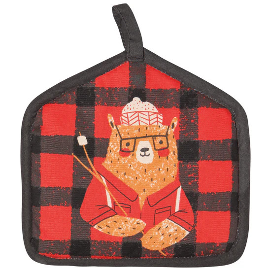 POTHOLDER,  LUMBERJACK,  BEAR,  BUFFALO PLAID