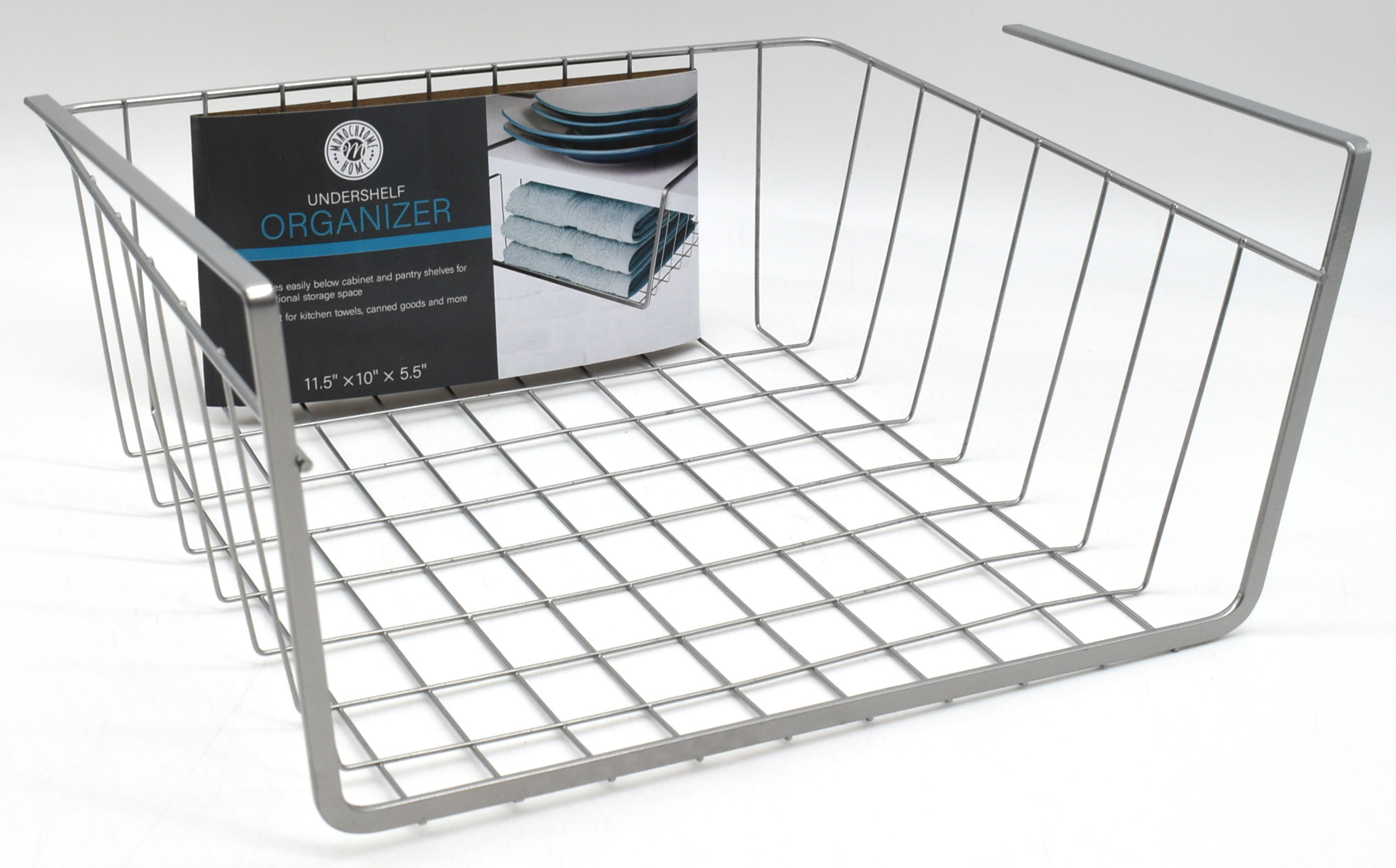 UNDERSHELF BASKET, SILVER,  11.6X10X5.5IN