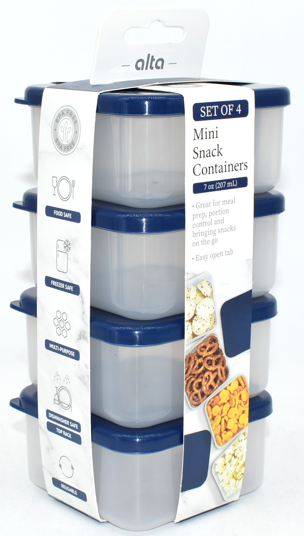 FOOD STORAGE,  4 PK,  6.7 OZ,  SNACK,  GLITTER,  EVENING BLUE