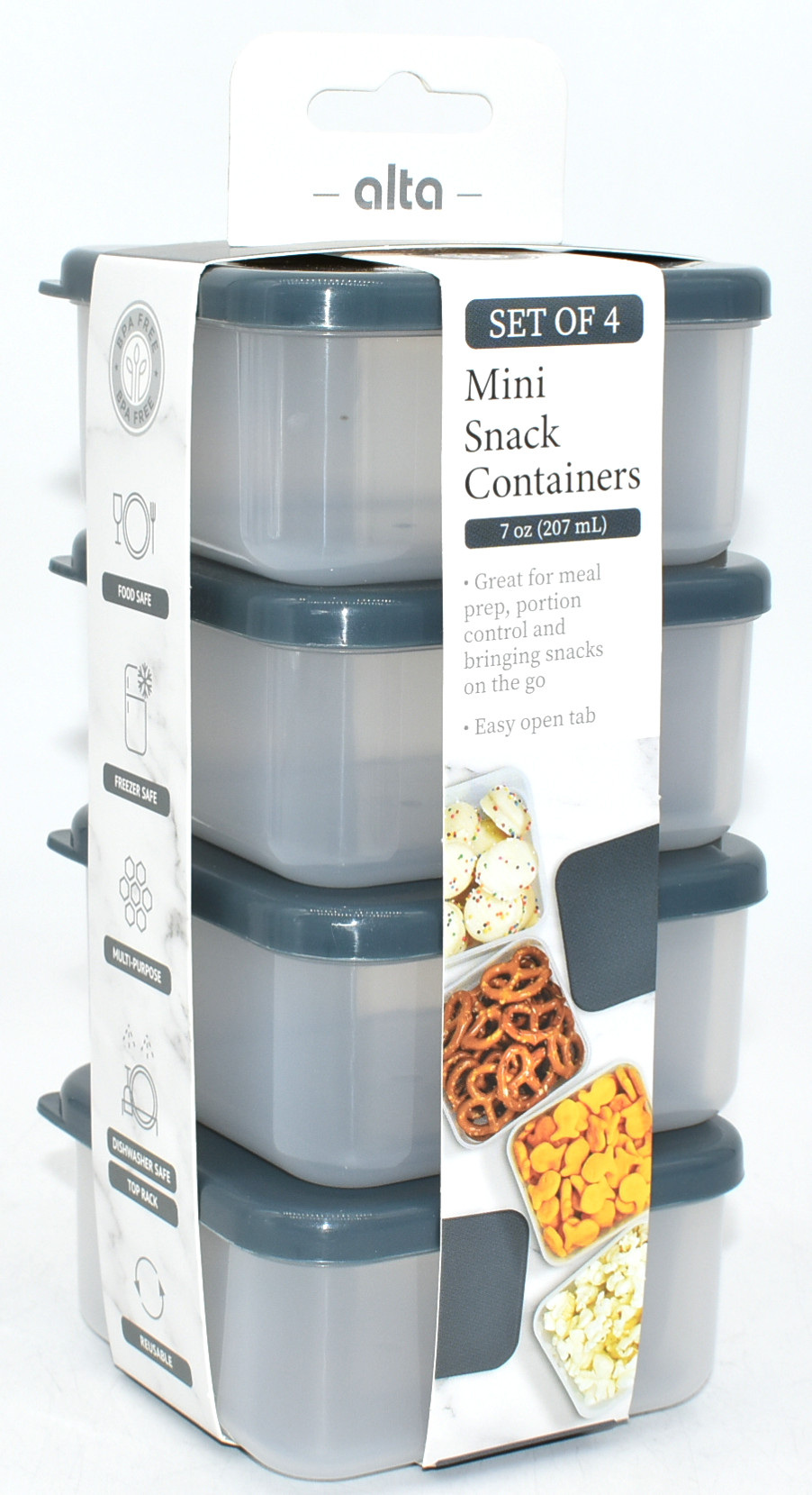 FOOD STORAGE,  4 PK,  6.7 OZ,  SNACK,  GLITTER,  SLATE