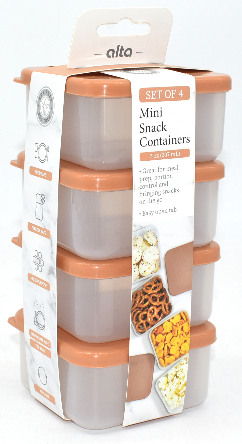 FOOD STORAGE,  4 PK,  7.3 OZ,  SNACK CONTAINERS,  CLAY