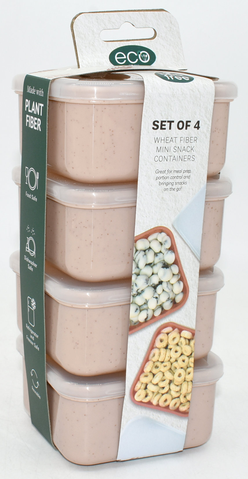 FOOD STORAGE,  4 PK,  7 OZ,  MINI SNACK CONTAINERS,  CLAY