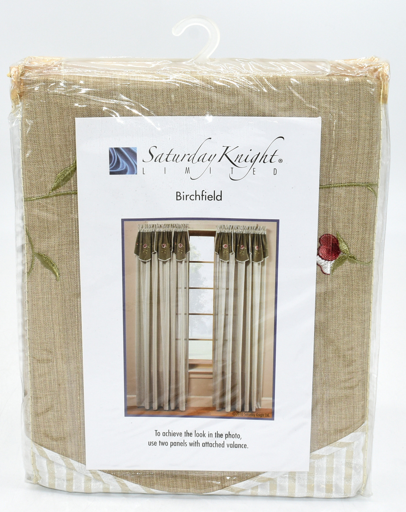 CURTAIN,  PANEL,  63 IN,  WITH ATTACHED VALANCE,  TAN