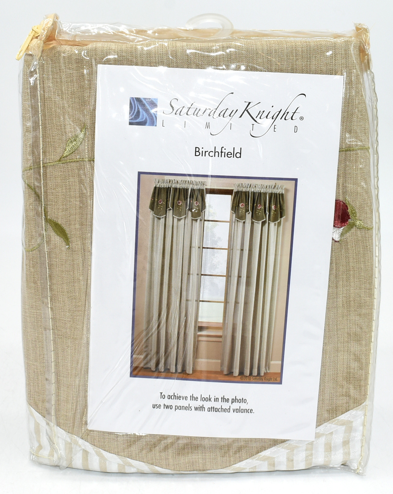 CURTAIN,  PANEL,  WITH ATTACHED VALANCE,  84 IN,  TAN