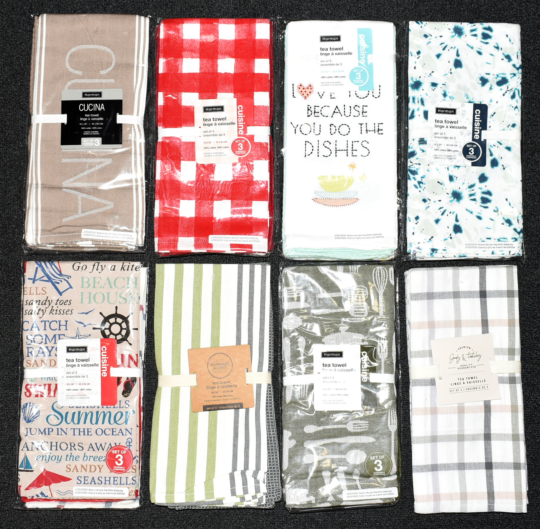 KITCHEN TOWELS,  3 PC SET,  ASSORTED STYLES,  18X26
