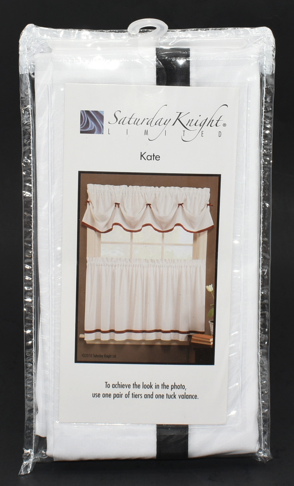 CURTAINS,  TIER PAIR,  57X24,  BLACK,  KATE