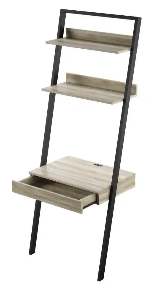 DESK,  LADDER,  30X20X80,  LEANER WITH POWER,  DRIFTWOOD,  RTA