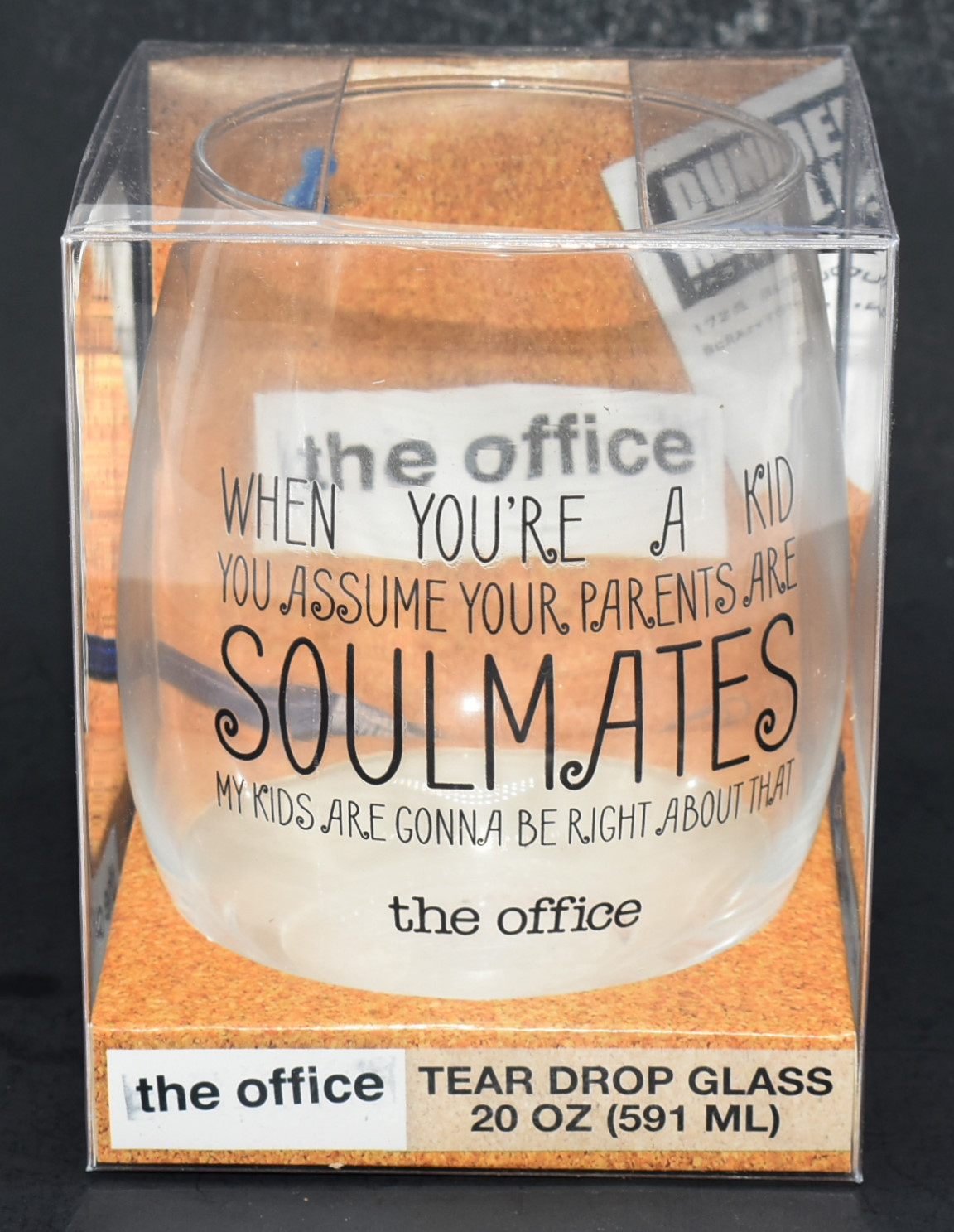 STEMLESS GLASS,  20 OZ,  THE OFFICE,  SOULMATES,  ACETATE BOX