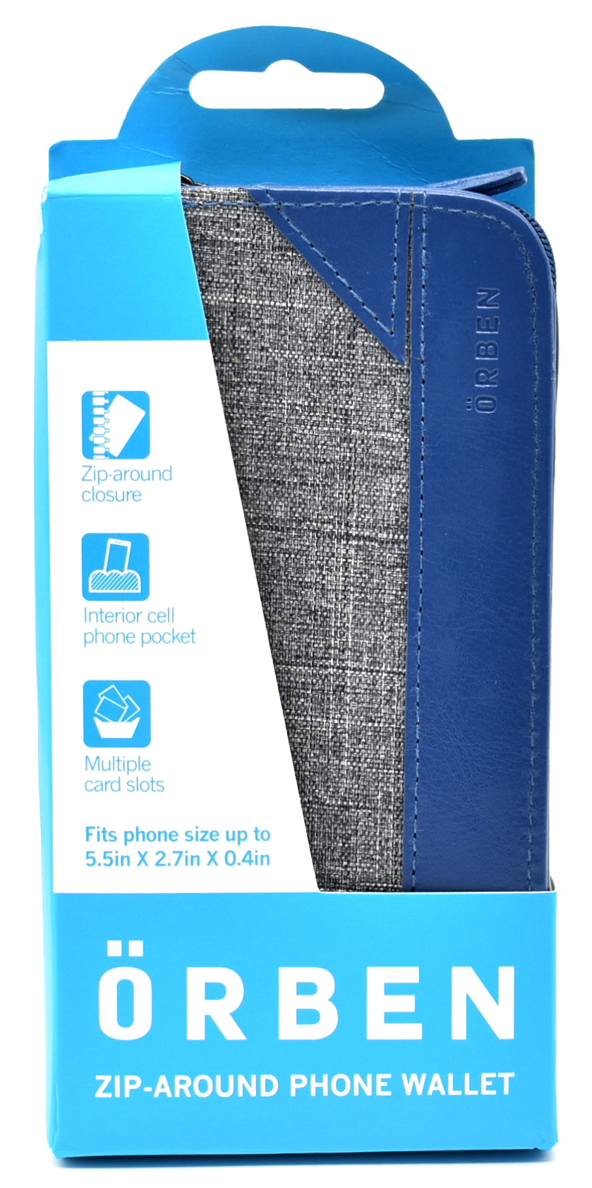 WALLET, ZIP CELL PHONE MOBILE DEVICE STORAGE, HEATHER/NAVY