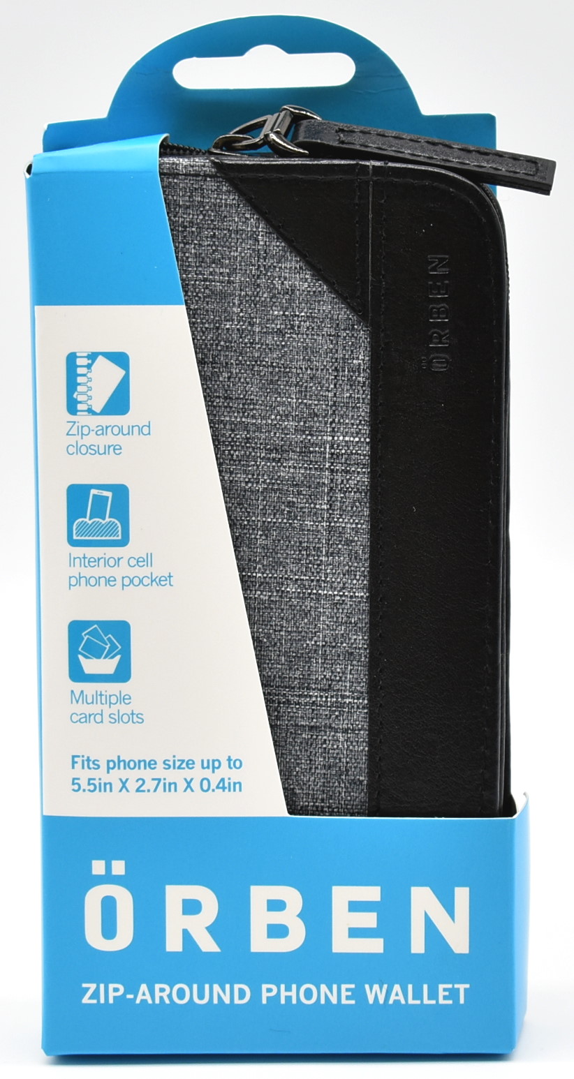 WALLET, ZIP CELL PHONE MOBILE STORAGE, HEATHER/GRAY/BLACK