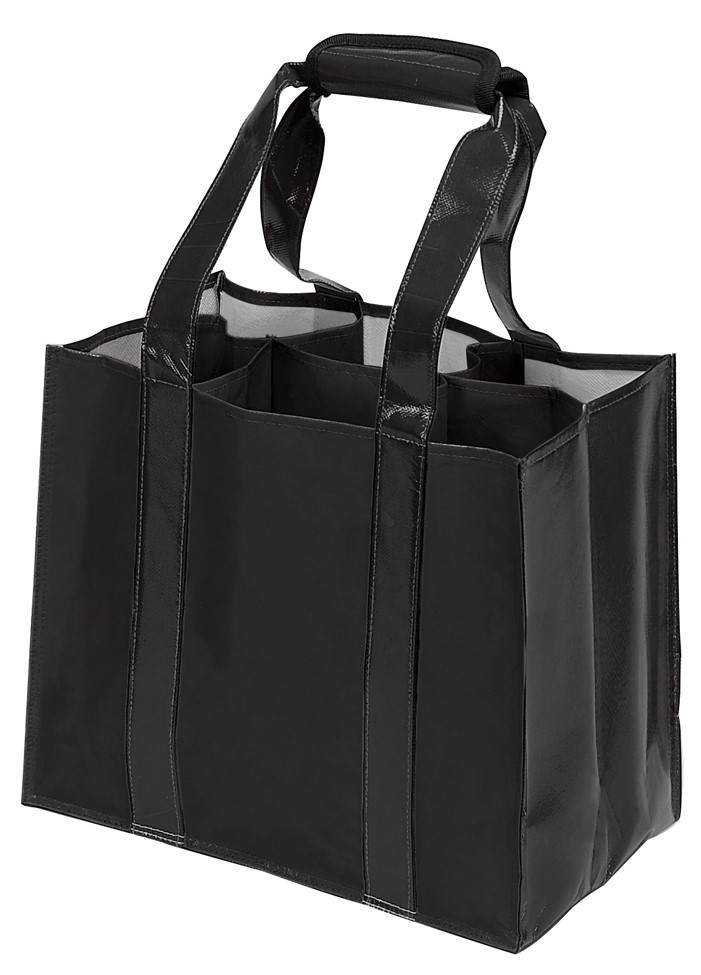 WINE TOTE,  6 BOTTLE,  BLACK