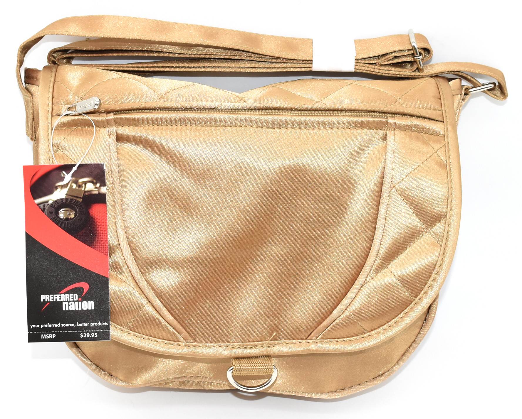 PURSE,  SLING BAG,  11X9X3,  GOLD