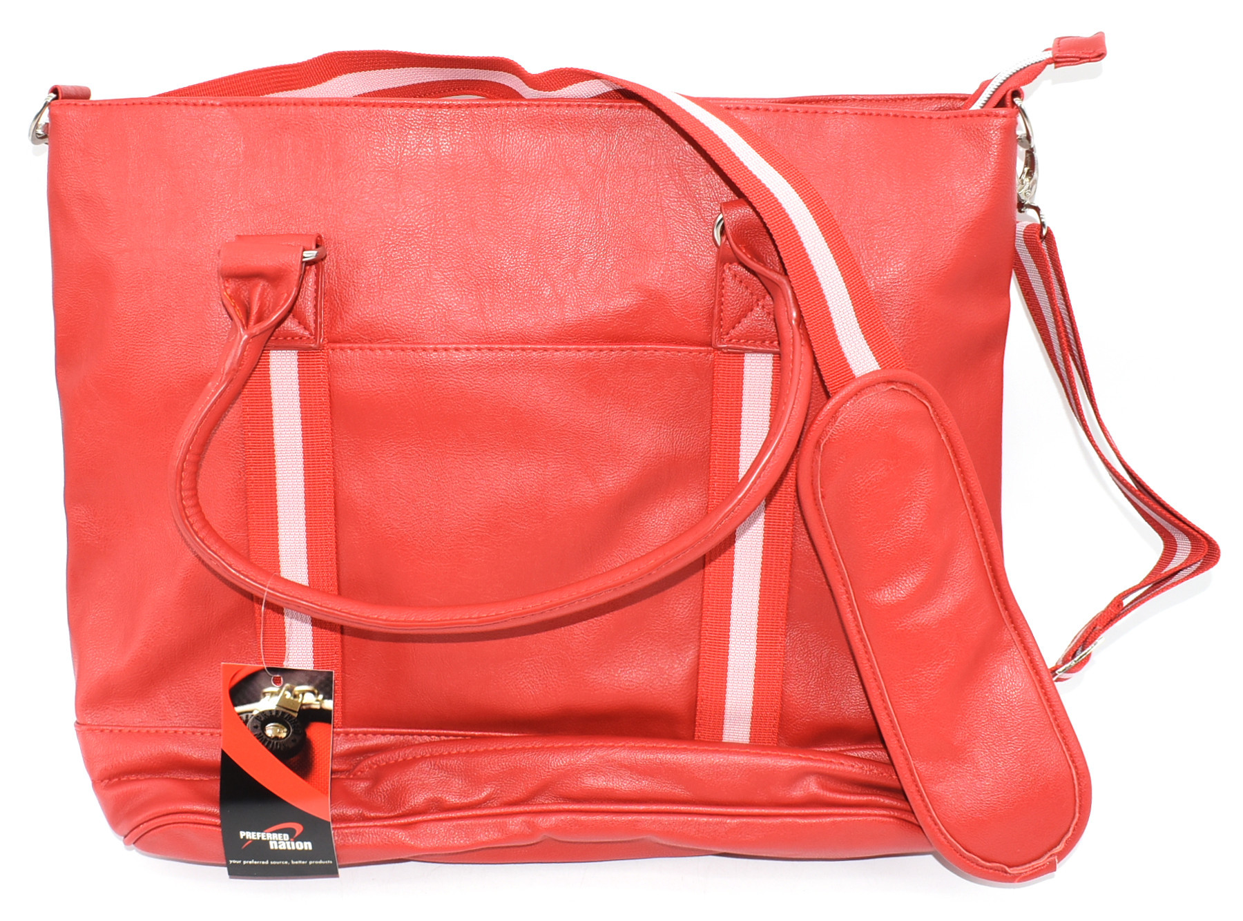 BAG,  TOTE,  VEGAN LEATHER,  RED