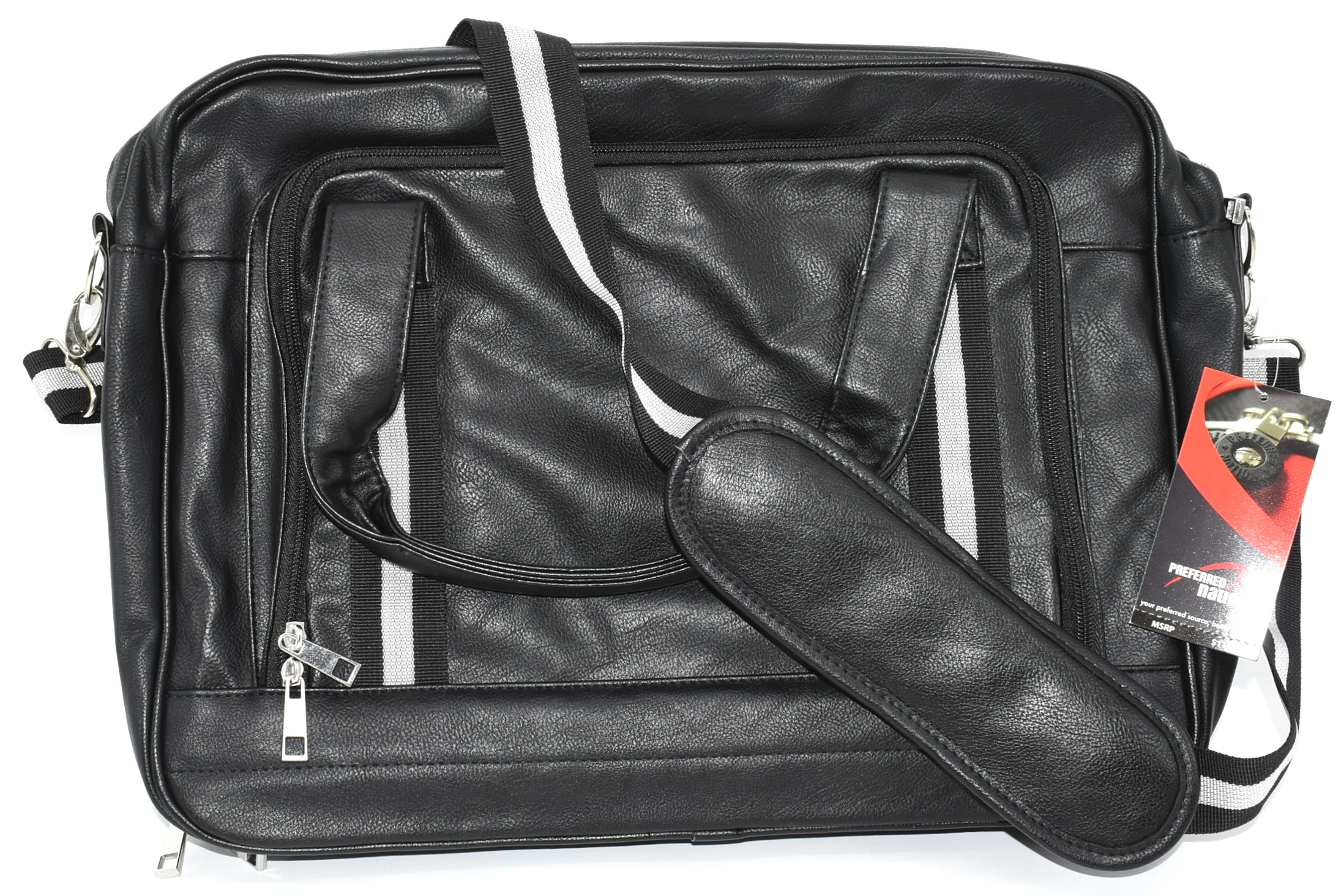 BAG,  COMPUTER BRIEFCASE,  BLACK VEGAN LEATHER