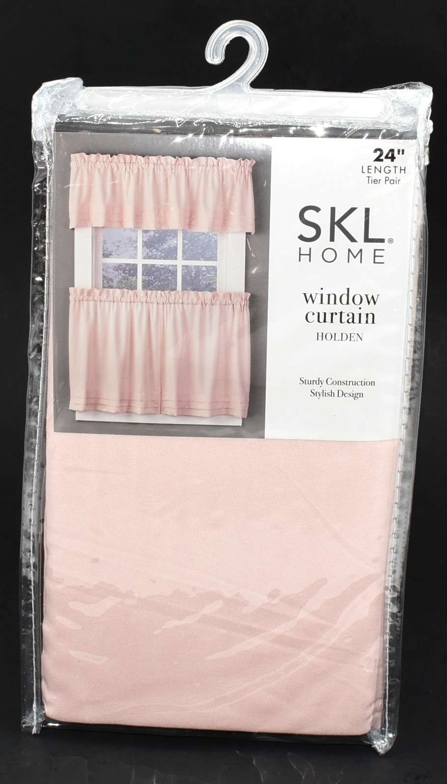 CURTAINS,  TIER PAIR,  57X24,  PINK,  HOLDEN