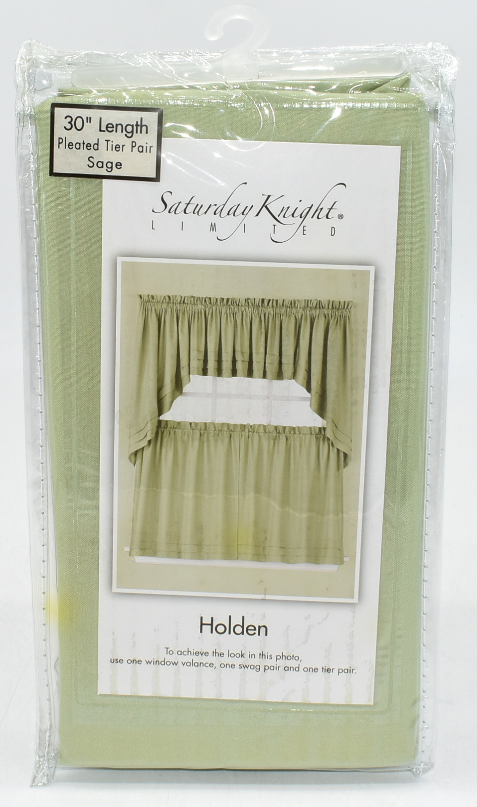 CURTAINS,  TIER PAIR,  57X30,  SAGE,  HOLDEN