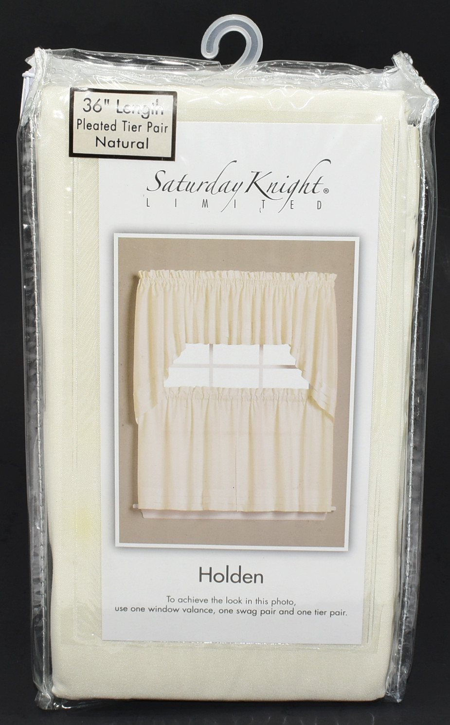 CURTAINS,  TIER PAIR,  57X36,  NATURAL,  HOLDEN