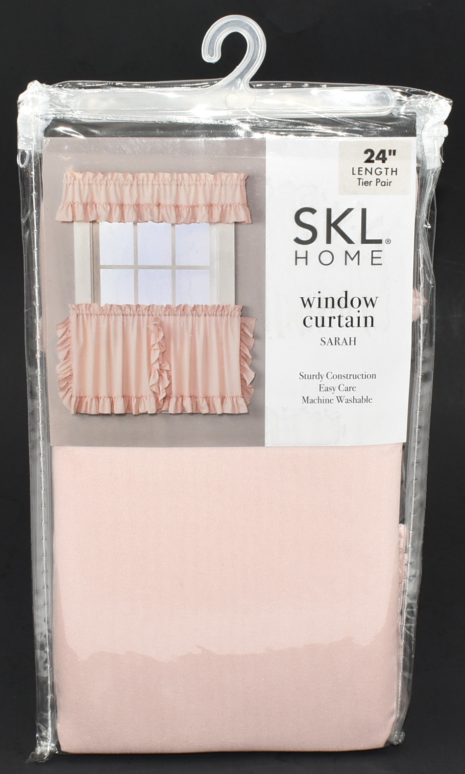 CURTAINS,  TIER PAIR,  82X24,  BLUSH,  SARAH