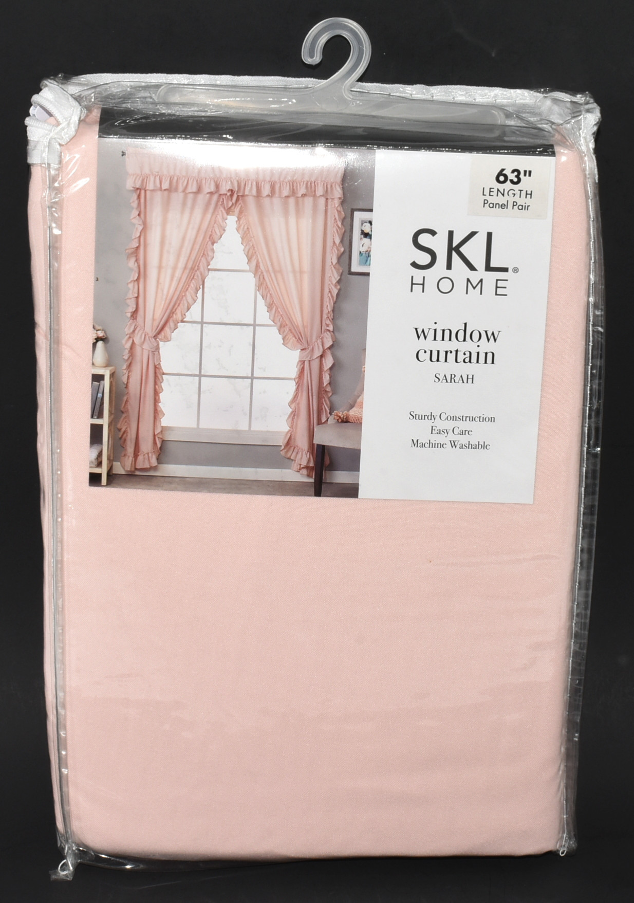 CURTAINS,  PANEL PAIR,  82X63 BLUSH,  RUFFLE EDGE