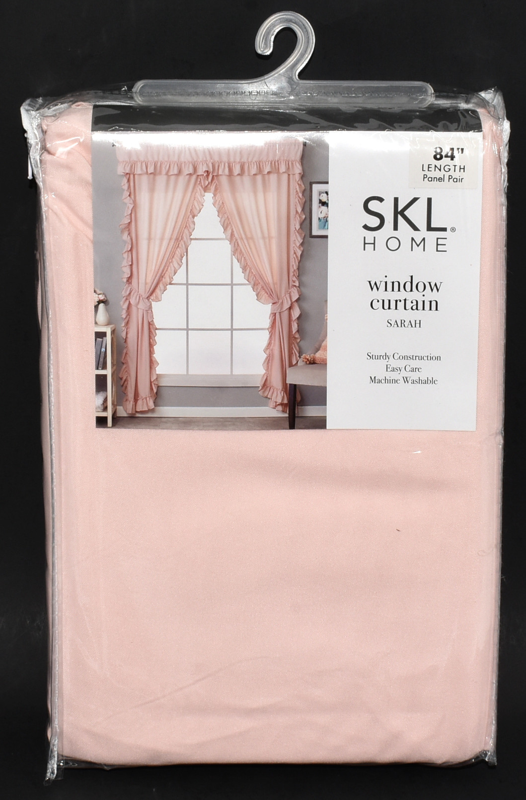 CURTAINS,  PANEL PAIR,  82X84,  BLUSH,  RUFFLE EDGE