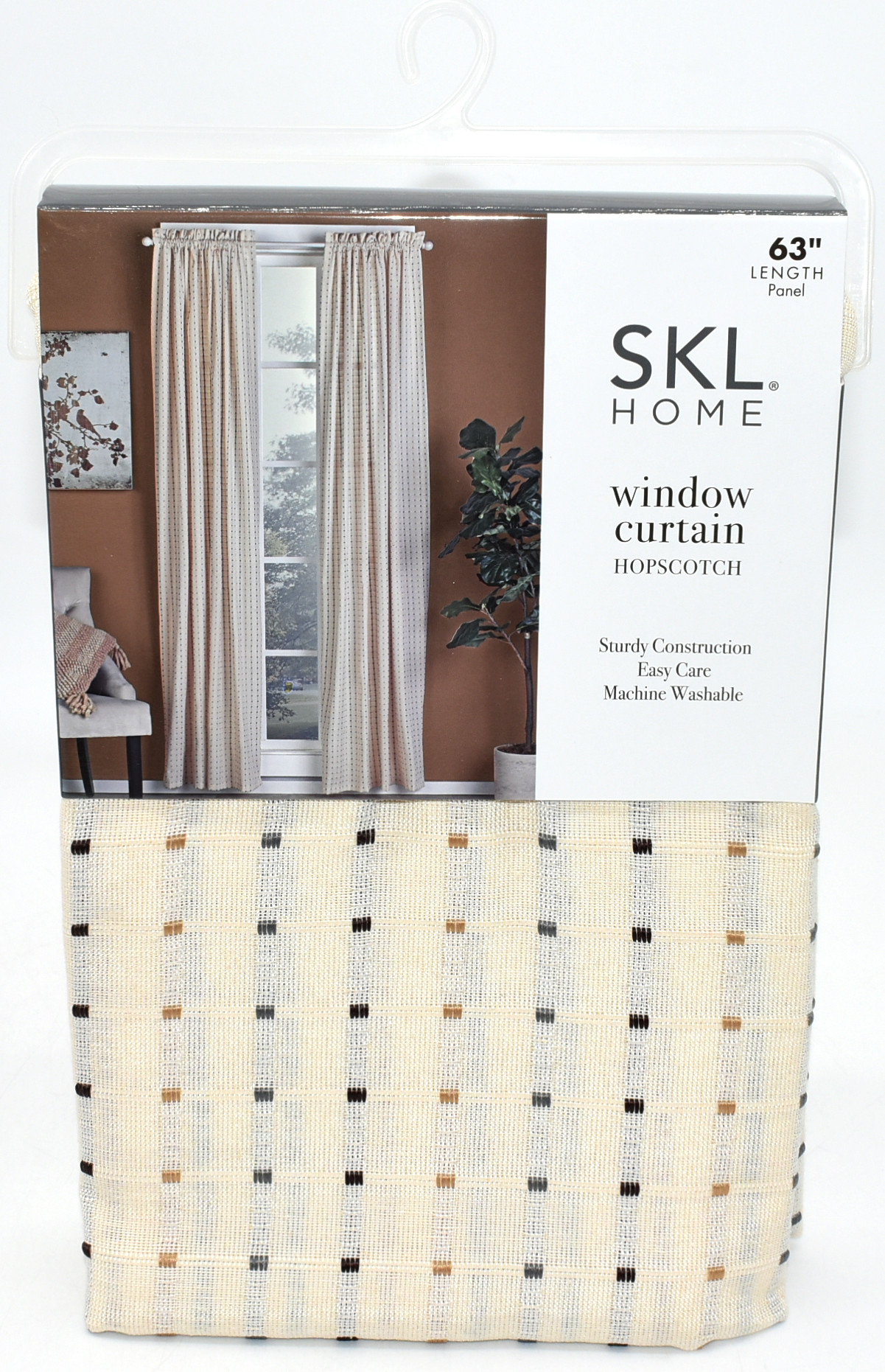 CURTAIN,  PANEL,  42X63,  NEUTRAL HOPSCOTCH