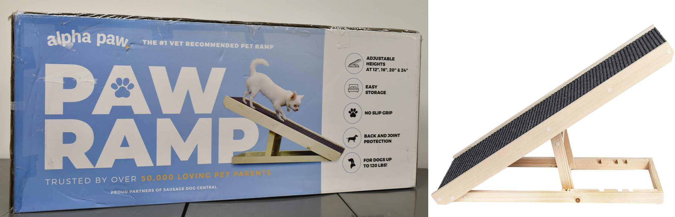 PAW RAMP, FULL SIZE, NATURAL,  40X16, COLOR BOX