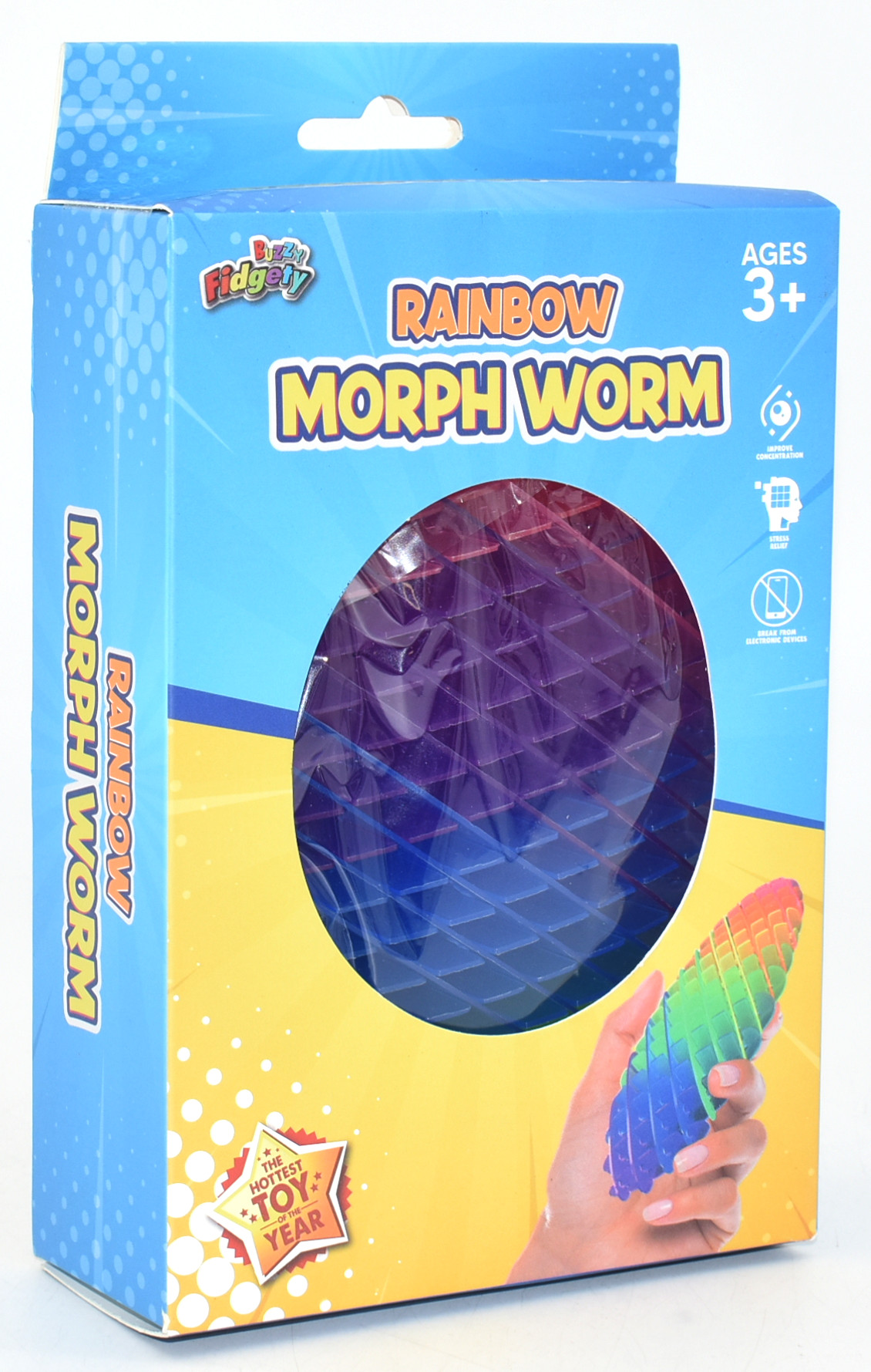 FIDGET TOY,  MORPH WORM,  LARGE RAINBOW