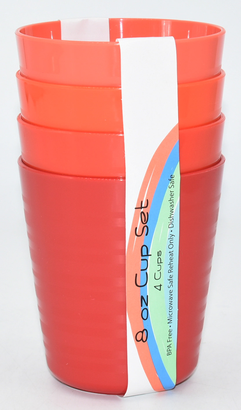 TUMBLER 4PK 8OZ KIDS RED PLASTIC