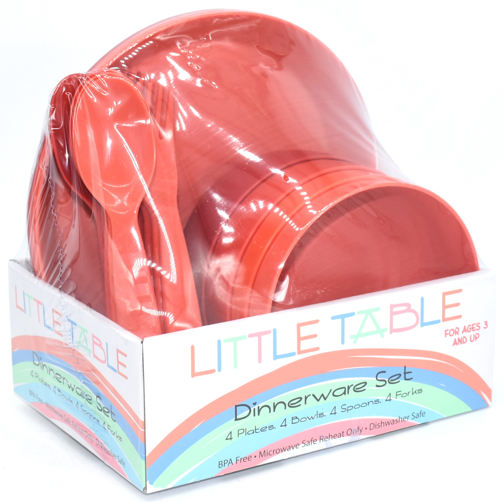 DINNERWARE SET 16PC KIDS RED PLASTIC