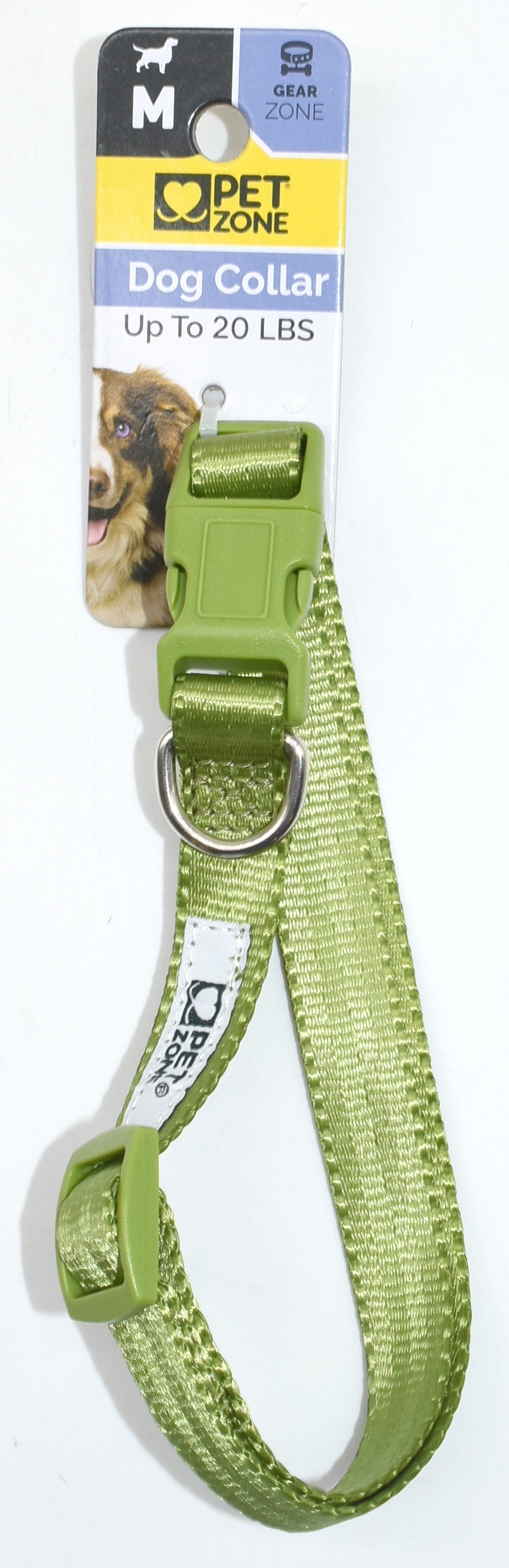 COLLAR,  DOG,  MEDIUM,  GREEN PLASTIC CLASP