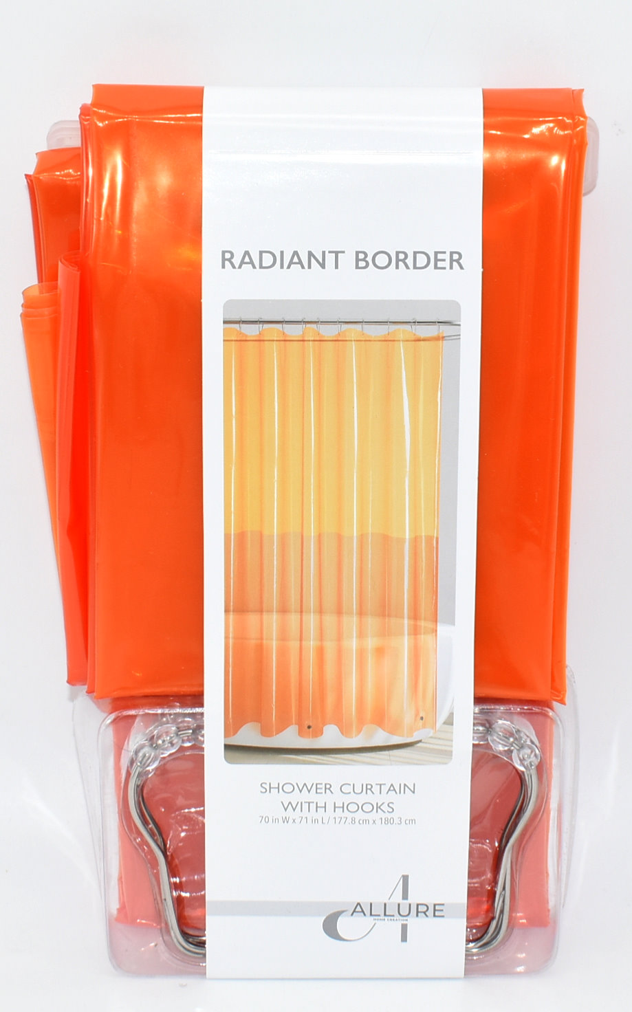 SHOWER CURTAIN,  FABRIC,  70X72,  ORANGE,  OMBRE,  RADIANT BORDER